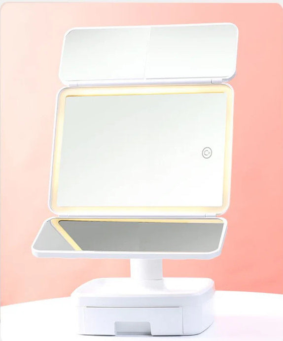 ESPEJO LED TOUCH GLAM™ – CON ORGANIZADOR INTEGRADO 👑